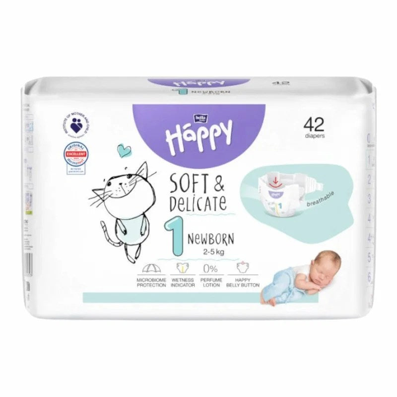 Couches Happy 2-5 kg Taille 1 42 Pcs