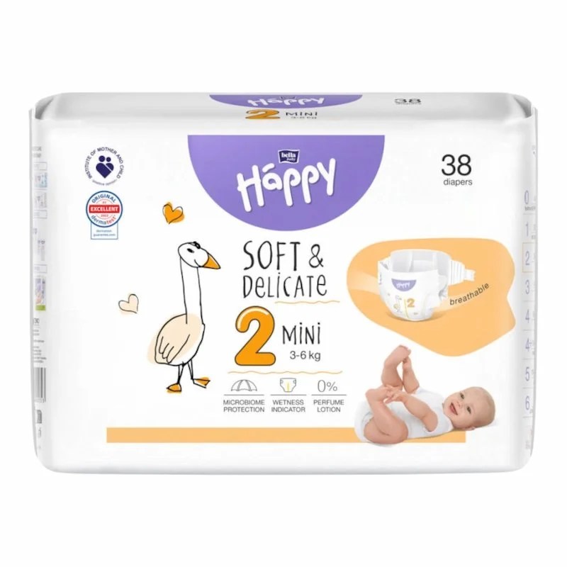 Couches Happy 3-6 kg Taille 2 38 Pcs