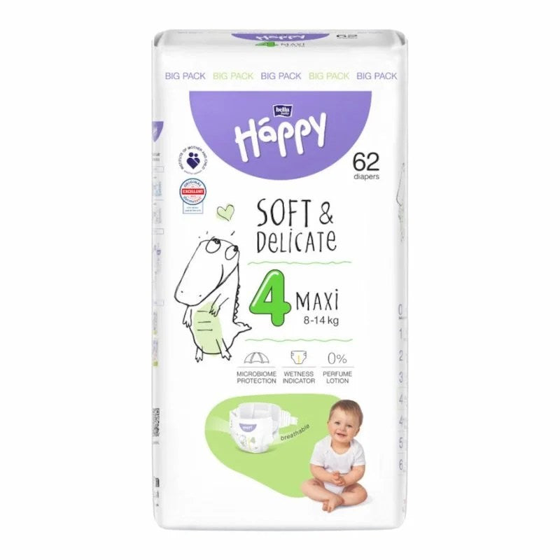 Couches Happy 8-14 kg Taille 4 62 Pcs