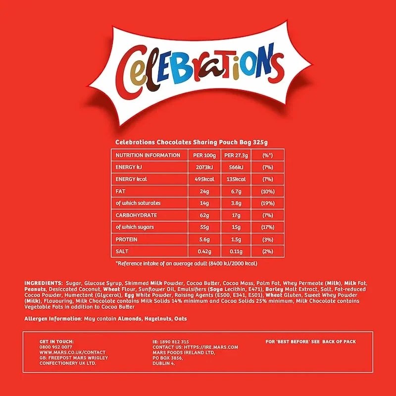 Celebration Chocolate 325g