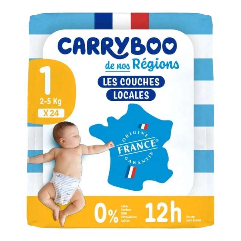 Couches Carryboo Taille 1 (2-5) kg 24Pcs
