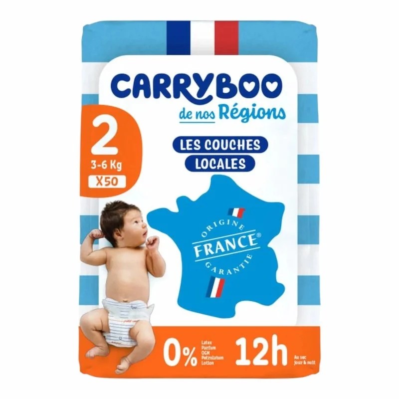 Couches Carryboo Taille 2 (3-6) kg 50Pcs