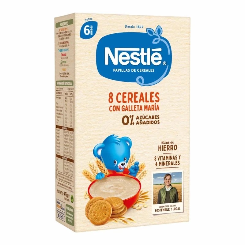 Nestle 8 Cereales avec Biscuit Maria des 6 mois – 475 g | Céréales Instantanées pour Bébé