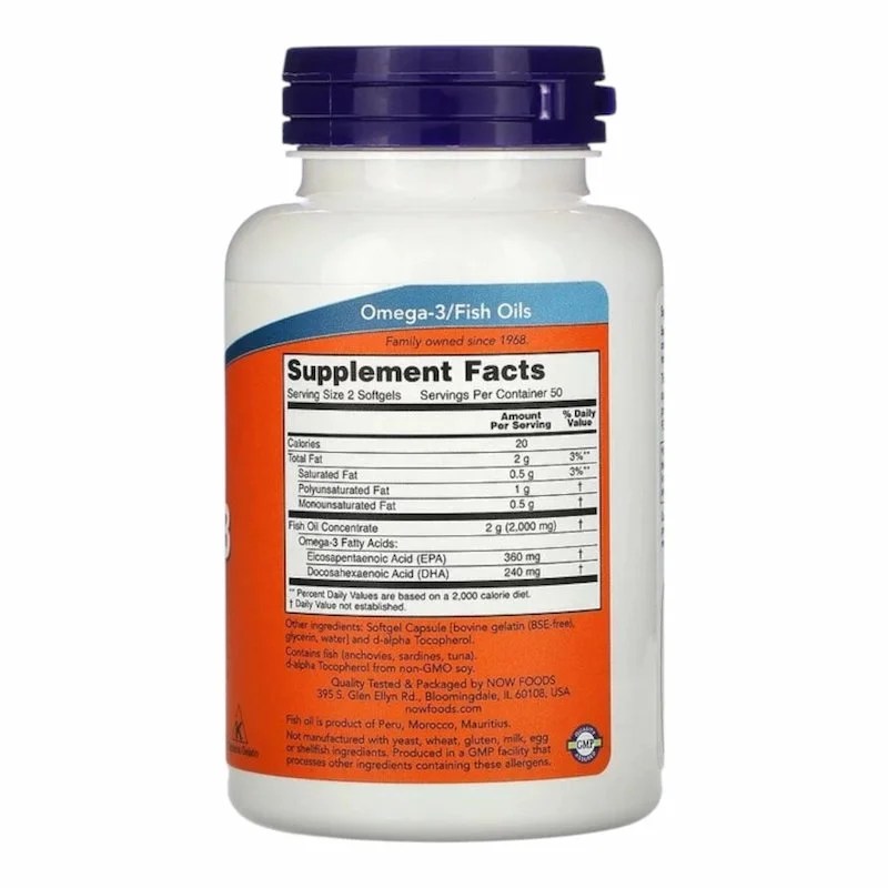 NOW Oméga-3 180 mg EPA 120 mg DHA – 100 capsule