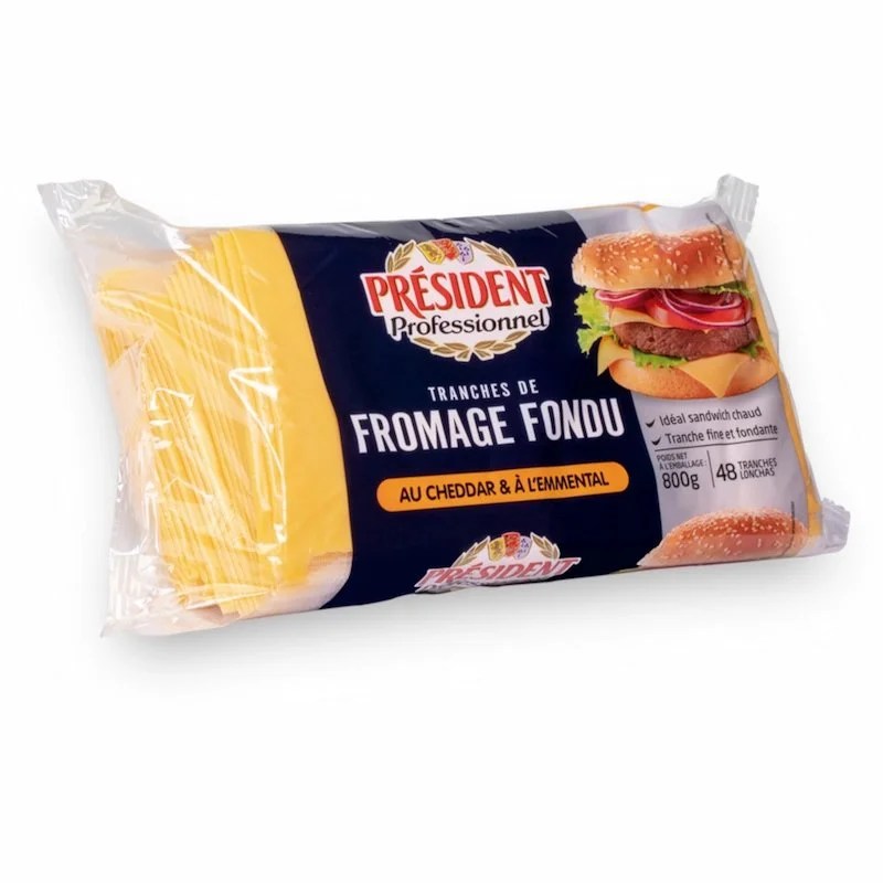 Président Tranches Cheddar et Emmental 48 pcs 800g