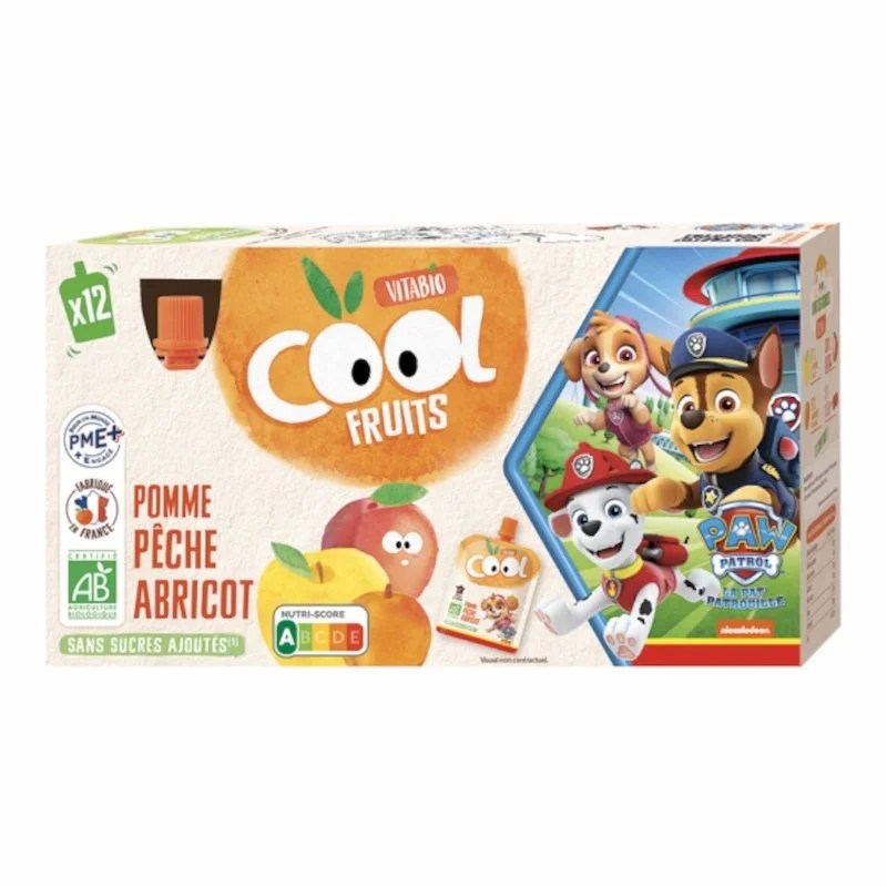 Vitabio Compote Fruits Pomme Pêche Abricot 12 x 90 g