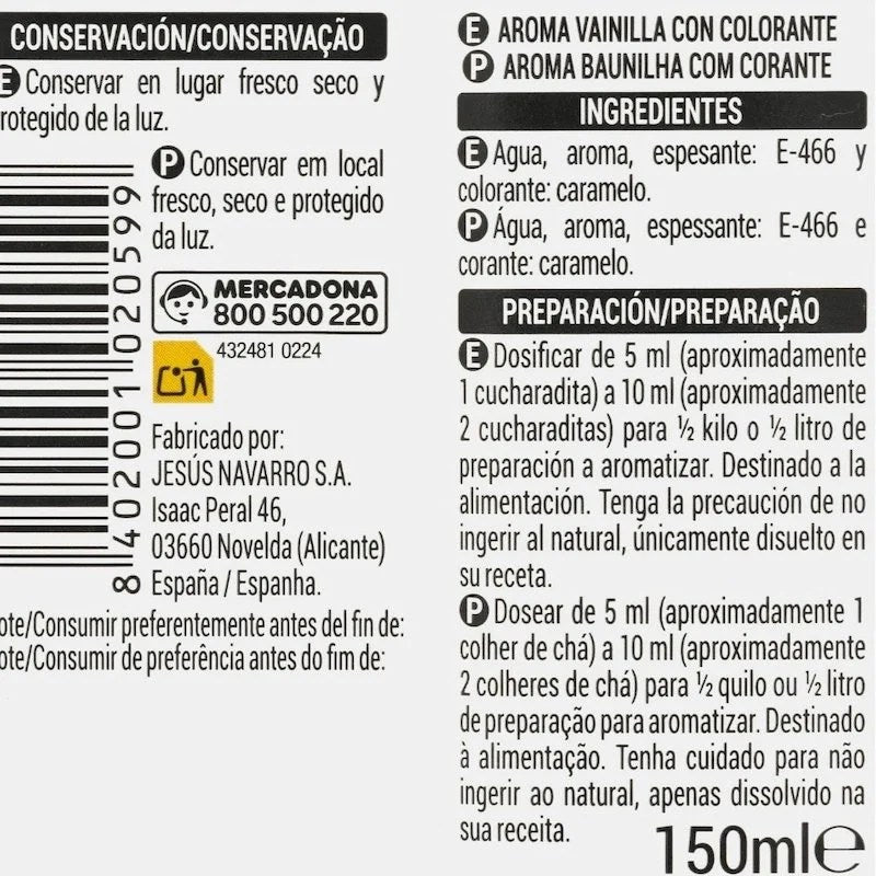 Hacendado Arome Vanille 150ml