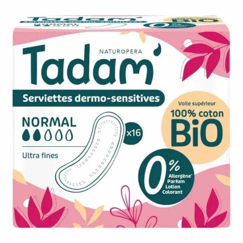 TADAM’ Ultra‑Absorbant Dermo‑Sensitive Serviettes Maxi – 16 unité