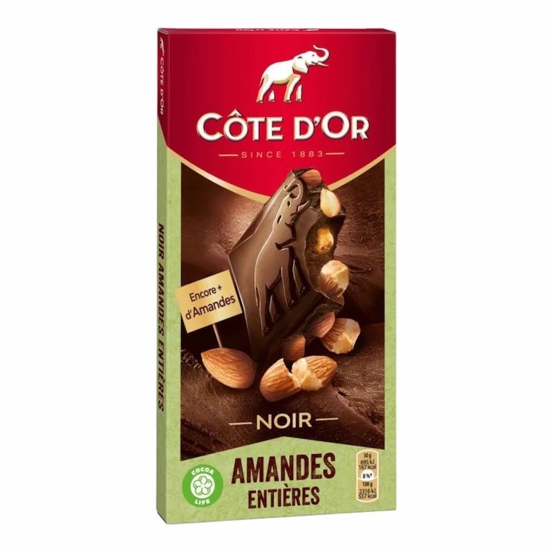 Cote d’Or – Chocolat Noir Amandes Entières – 180 g