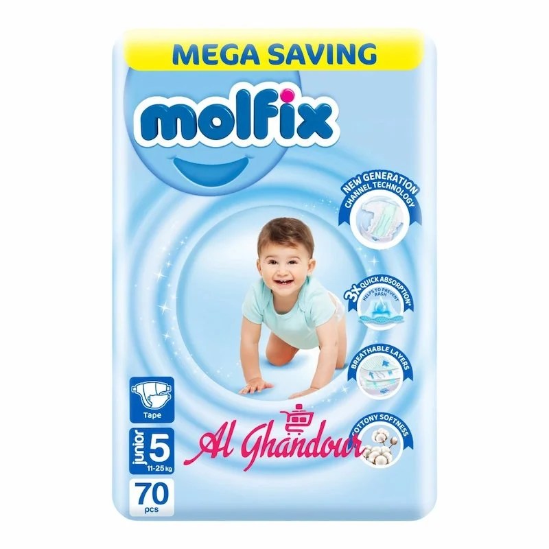 Molfix Couches Bébé Taille 5 Junior – 70 pièces (11–25 kg)