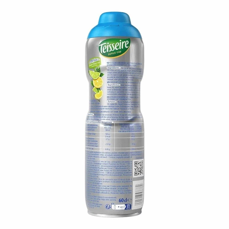 Sirop Teisseire Zero Sucres Citron Citron Vert – 60 cl