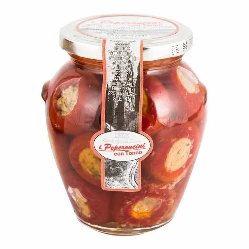 Peperoncini Farcis au Thon et Câpres – Bocal 314 g