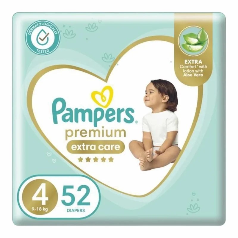 Pampers Premium – Couches Bébé Taille 4 (9-18 kg) – Pack de 52