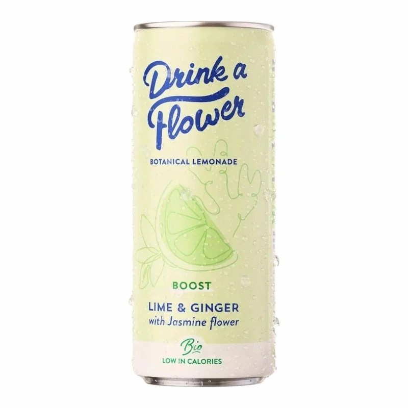 Drink a Flower Botanical Lemonade Boost Citron Vert et Gingembre – 25 cl – Boisson Naturelle Énergisante
