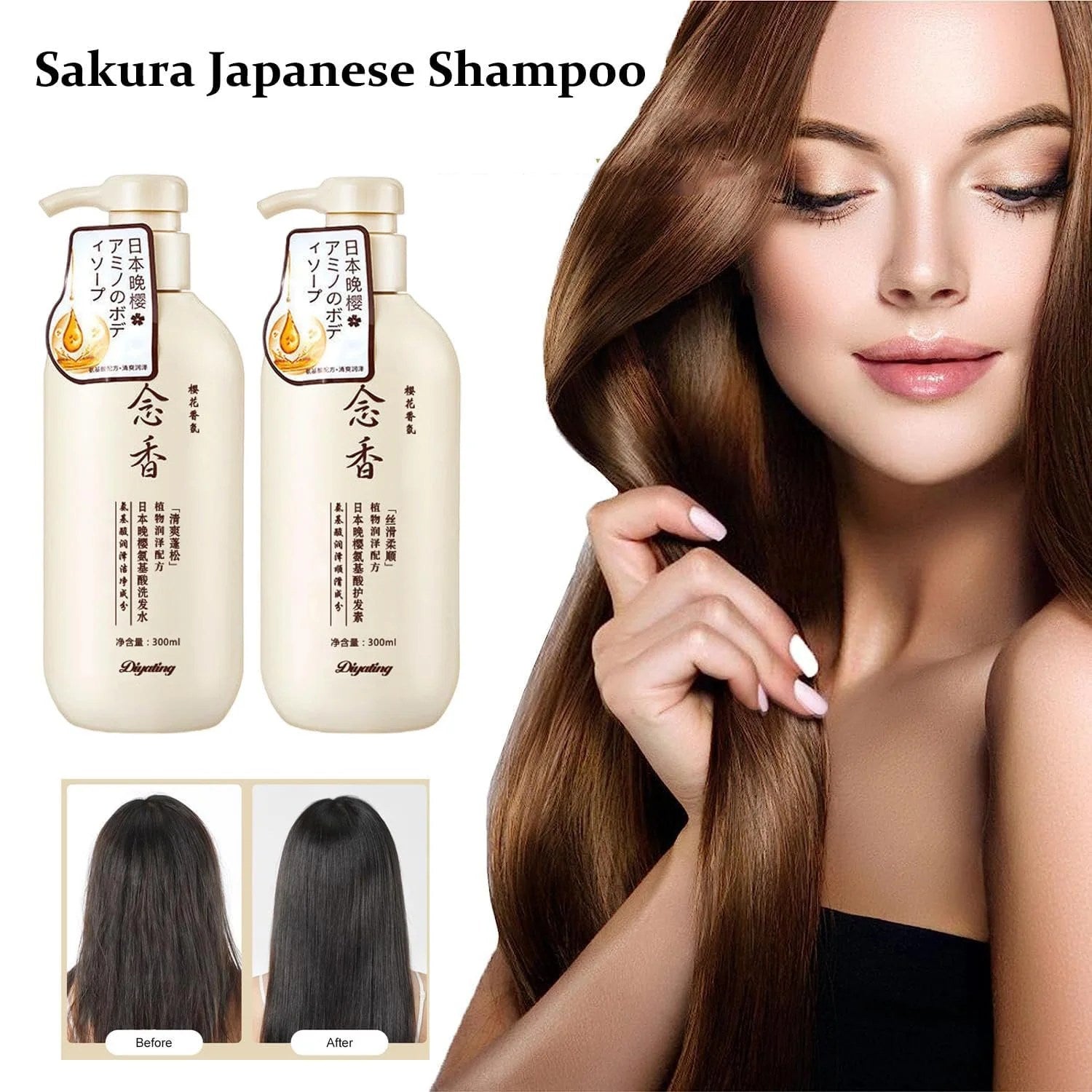 Sakura Shampooing Japonais 300ml – Croissance Capillaire & Prévention de la Chute des Cheveux