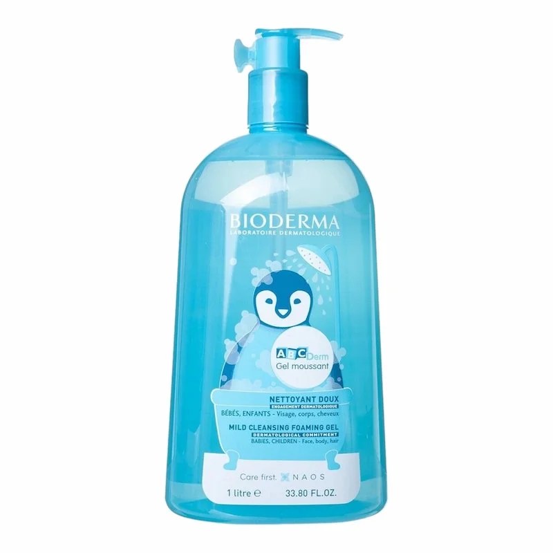 Bioderma ABCDerm Gel Moussant 1L – Nettoyant Doux Visage, Corps & Cheveux