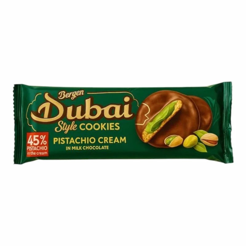 Bergen Dubai Cookies Pistache & Chocolat au Lait – 95g