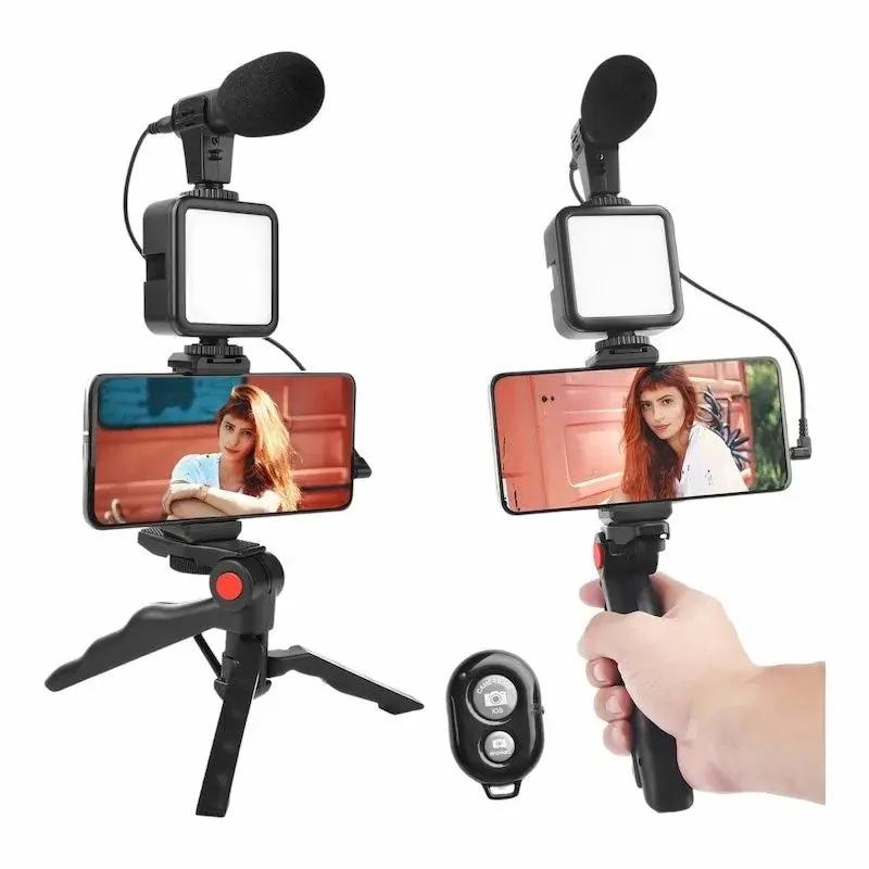 Kit Vlogging Smartphone – Poignée Stabilisée, Microphone Stéréo & Lumière LED My Store