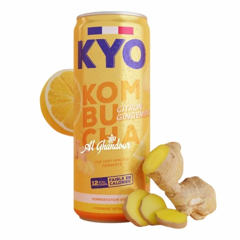 KYO Kombucha Citron & Gingembre – Thé Vert Sencha Bio Fermenté 330ml