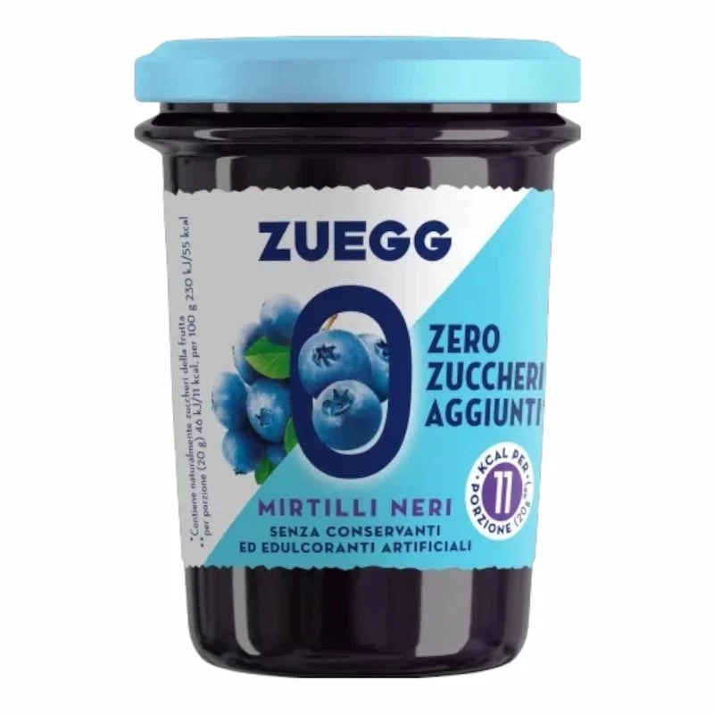 ZUEGG Confiture Myrtille Sans Sucre Ajouté – 220g – Confiture gourmande et naturelle à la myrtille