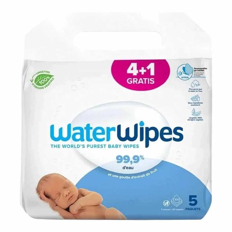 Offre Speciale WaterWipes Lingettes Bebe – Lot de 4 Paquets Achetes + 1 Offert