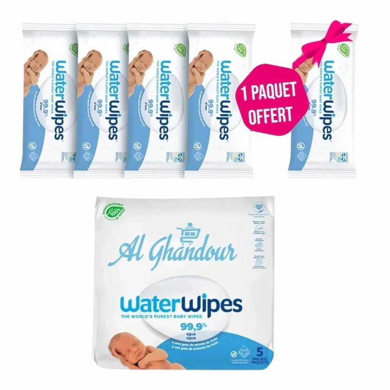 Offre Speciale WaterWipes Lingettes Bebe – Lot de 4 Paquets Achetes + 1 Offert
