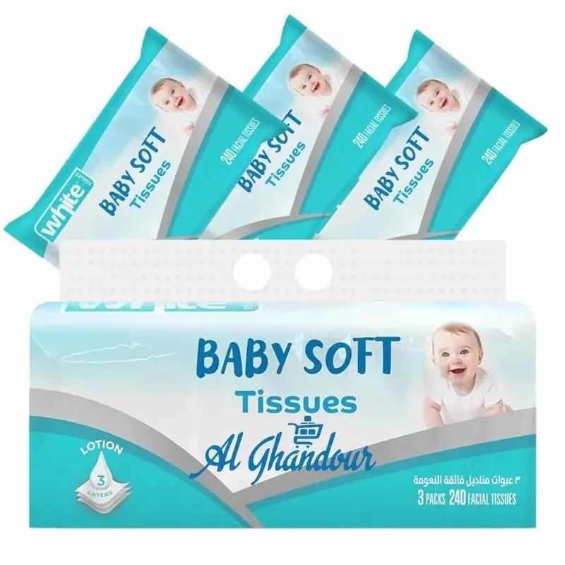 White Baby Soft Tissues 240 – Pack de 3 Mouchoirs doux pour bébé – Hygiène et confort My Store