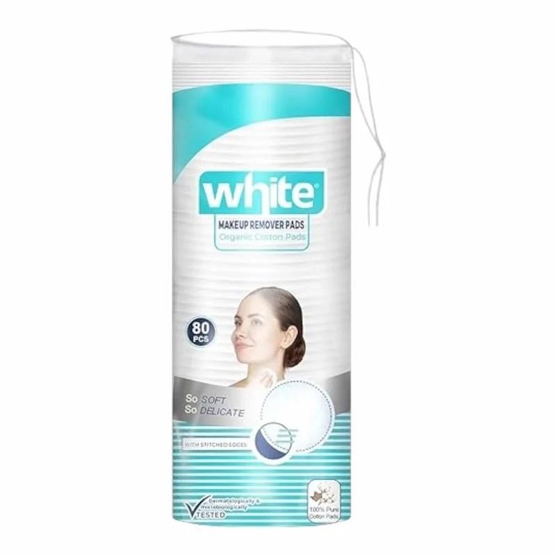 WHITE  Cotons demaquillants ronds ultra doux pour le visage 80 Pcs