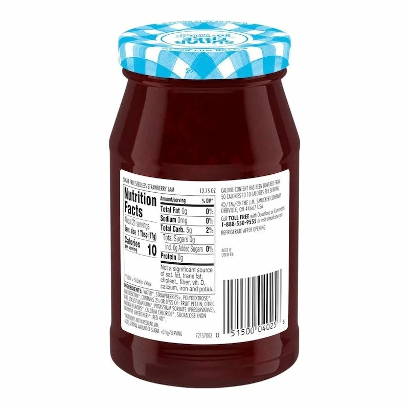 Smuckers Confiture de Fraises Sans Sucre 360g – Saveur fruitée, légère et sans pépins