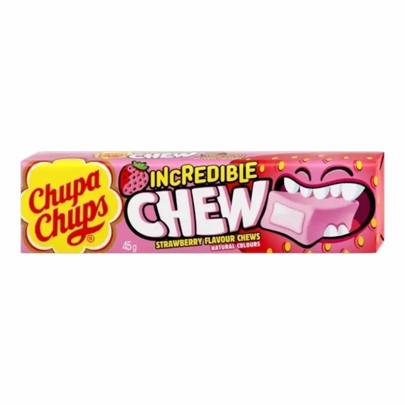 Chupa Chups Incredible Chew Fraise 45g – Bonbon à mâcher goût fraise My Store