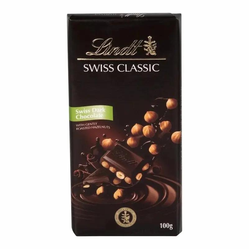 Lindt Swiss Classic Dark Chocolate with Roasted Hazelnuts 100 g – Chocolat Noir Suisse aux Noisettes Grillées My Store