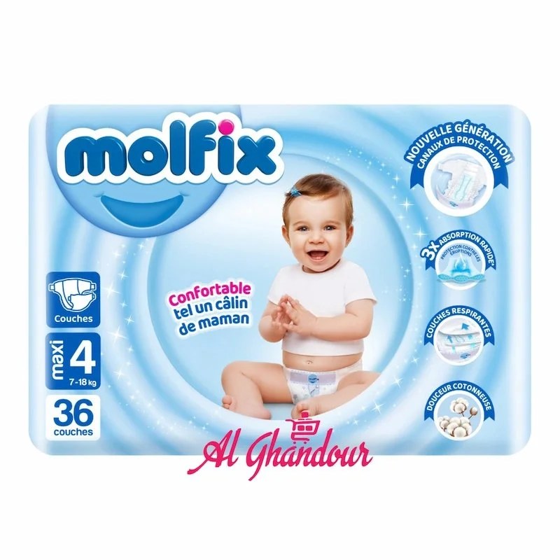Molfix Couches Bébé Taille 4 Maxi – 36 pièces (7–18 kg)