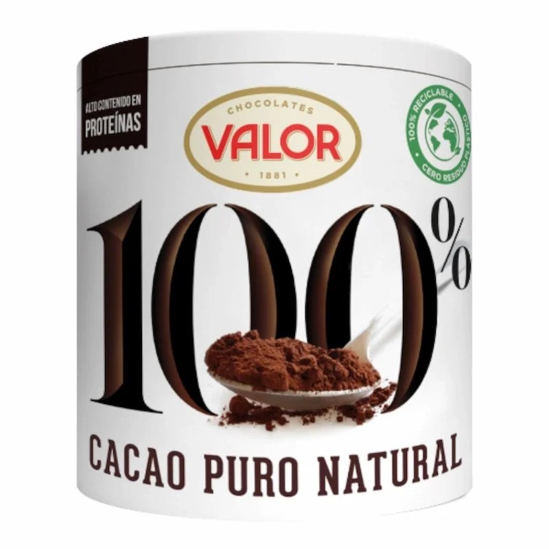 Valor – Cacao Puro Natural 100% Soluble Sans Gluten Sans Sucre 250g