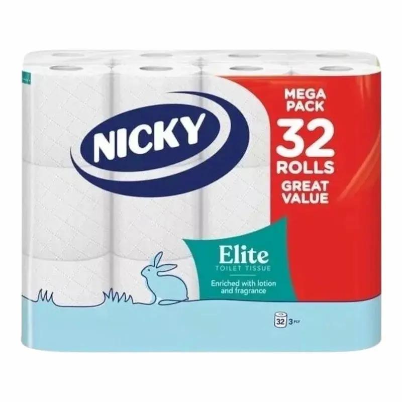 Nicky Elite Papier Toilette 3 Plis Matelassé – 32 Rouleaux | Confort, Douceur et Résistance Premium My Store