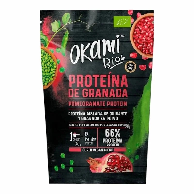 Okami Bio Proteine de Pois à la Grenade 500 g – Protéine Végétale Naturelle et Énergisante pour Sportifs et Vegans