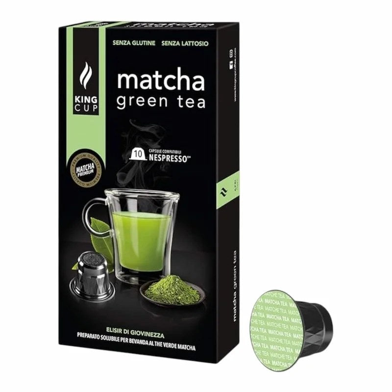 King Cup – Capsules de Matcha Sans Sucre Compatibles Nespresso – 10 Capsules