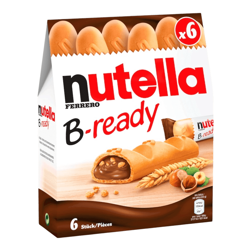 Nutella B-Ready – Gaufrettes Fourrées à la Crème de Noisettes et Cacao – 132 g (6 pièces)