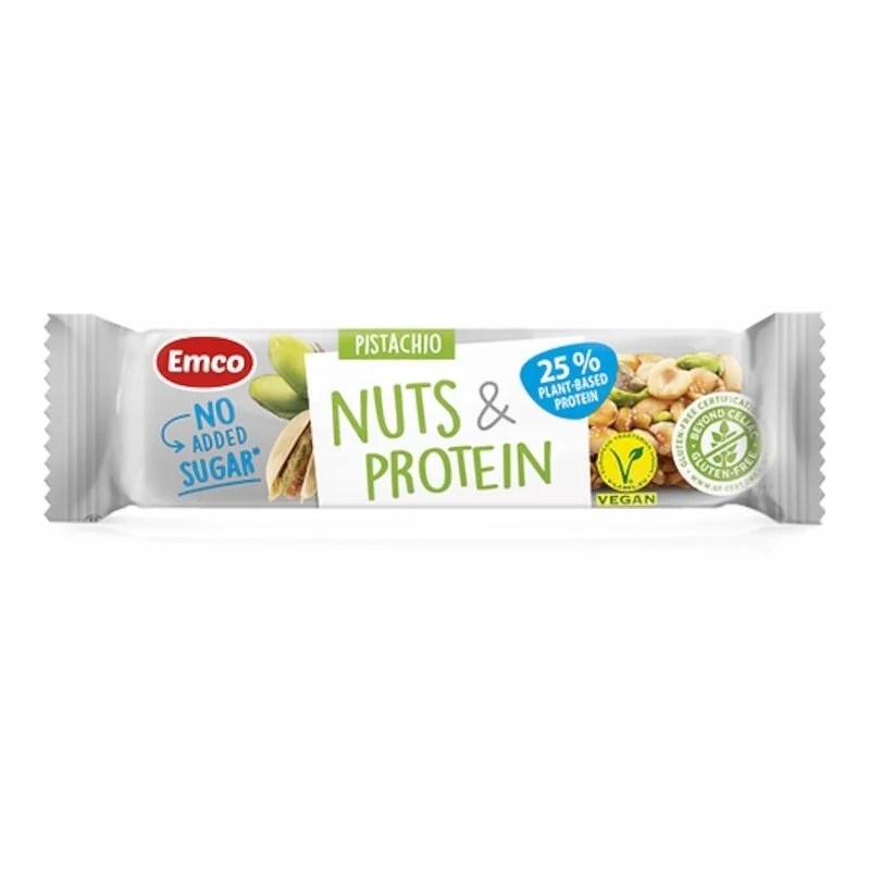 Emco Barre Protéinée Pistache &amp; Noisettes Sans Sucres Ajoutés 35g