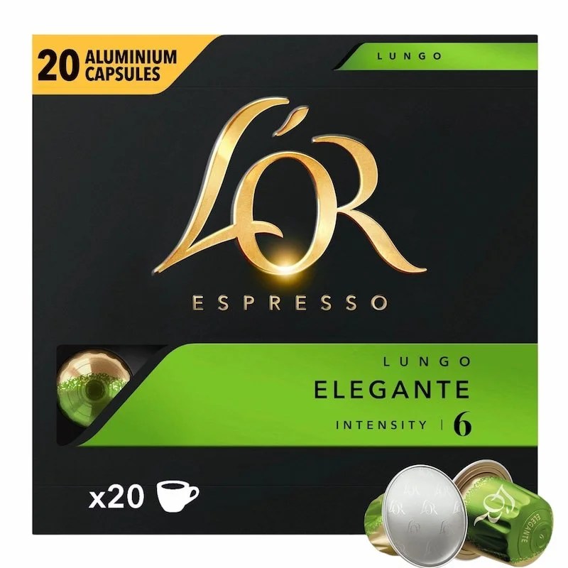 LOr Espresso Élégant Café en Capsules x20 – Intensité 6