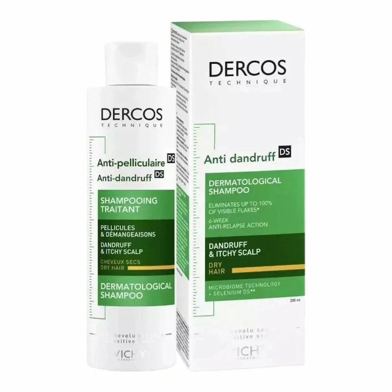 VICHY DERCOS ANTI-PELLICULAIRE DS &#8211; Shampooing Dermatologique Cheveux Secs 200ml