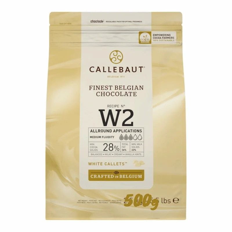 Callebaut Chocolat de Couverture Blanc W2 28 % &#8211; 500 g