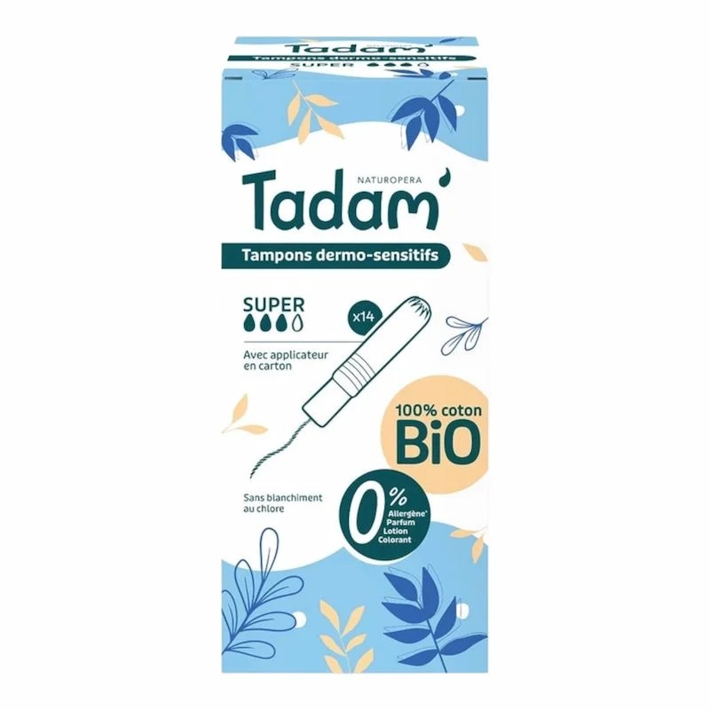 TADAM’ Tampons Dermo‑Sensitifs avec Applicateur Super – 14 unités