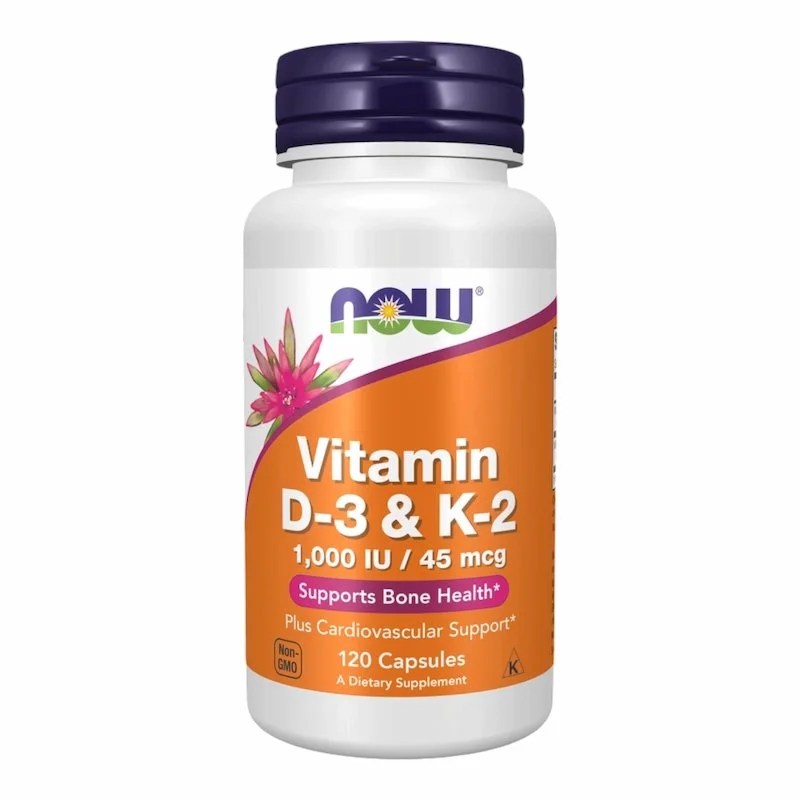 Now Vitamine D3 &amp; K2 1000 IU / 45 mcg – 120 Capsules