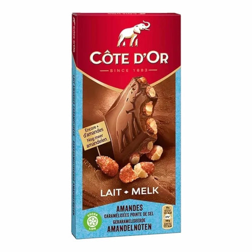 Cote d&rsquo;Or – Chocolat au Lait Amandes Caramélisées Pointe de Sel – 180 g