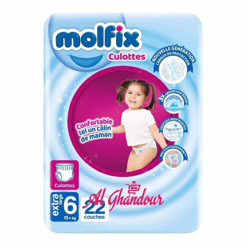 Molfix Culottes – Taille 6 Extra Large (+15 kg) – 22 Couches