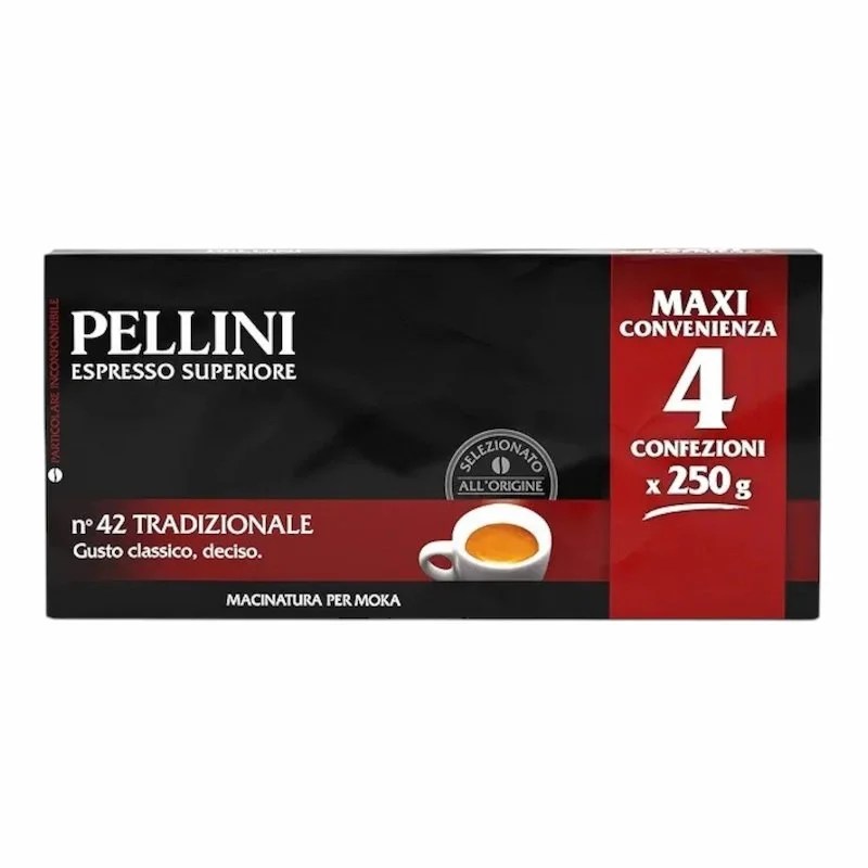 Pellini Espresso Superiore Tradizionale N°42 – Cafe Moulu – Lot de 4×250g