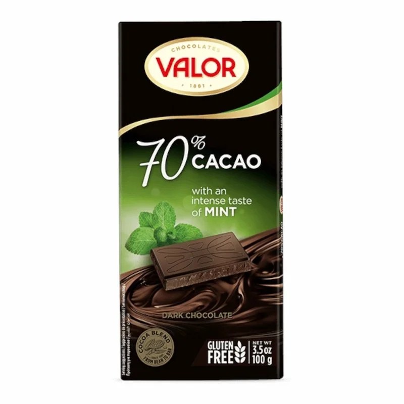 Valor Chocolat Noir 70 % à la Menthe – 100 g