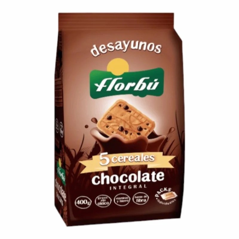 Biscuits Integrales 5 Cereales &amp; Chocolat – Florbu 400g – Biscuits Sains et Gourmands