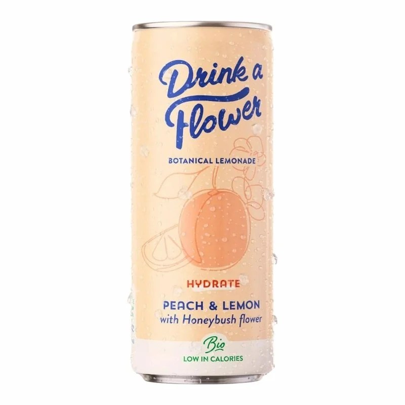 Drink a Flower Botanical Lemonade Hydrate Pêche et Citron – 25 cl – Boisson Naturelle et Rafraîchissante