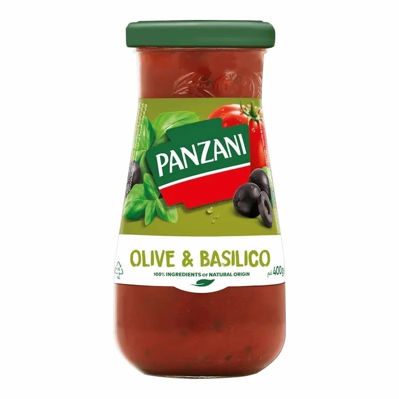 Sauce Olive &amp; Basilic Panzani 400g – Recette Méditerranéenne aux Tomates, Olives Noires et Basilic